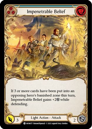 Impenetrable Belief (Blue) (MON077) (1st Edition) Rainbow Foil - Monarch