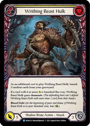 Writhing Beast Hulk (Yellow) (MON130) (1st Edition) Rainbow Foil - Monarch