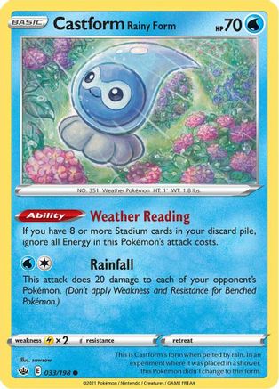Castform Rainy Form (33) Reverse Holofoil - Chilling Reign