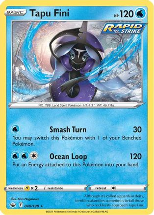 Tapu Fini (40) Reverse Holofoil - Chilling Reign
