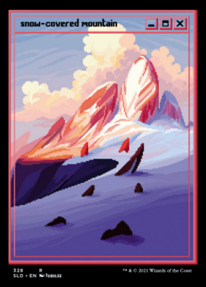 Snow-Covered Mountain (PixelSnowLands.jpg) (Foil Etched) (328) Foil - Secret Lair Drop Series