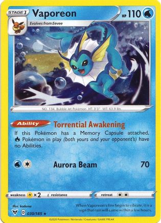 Vaporeon - 030/185 (Cosmos Holo) (30) Holofoil - Miscellaneous Cards & Products
