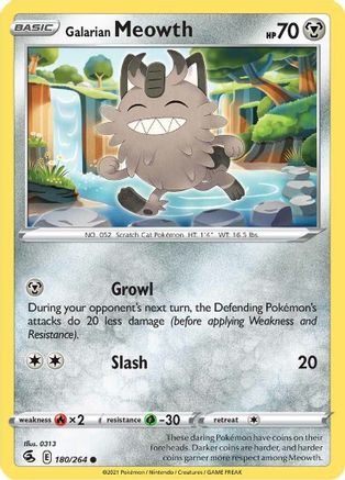 Galarian Meowth (180) Reverse Holofoil - Fusion Strike