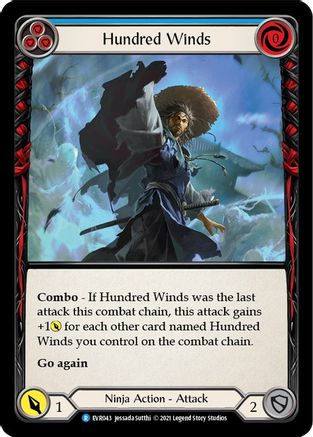 Hundred Winds (Blue) (EVR043) (1st Edition) Rainbow Foil - Everfest