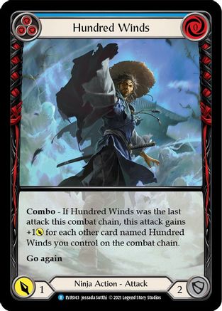 Hundred Winds (Blue) (Extended Art) (EVR043) 1st Edition Rainbow Foil - Everfest