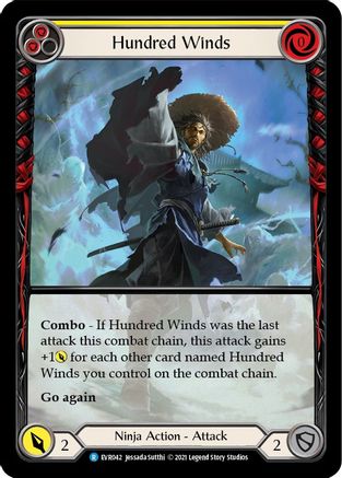 Hundred Winds (Yellow) (Extended Art) (EVR042) 1st Edition Rainbow Foil - Everfest