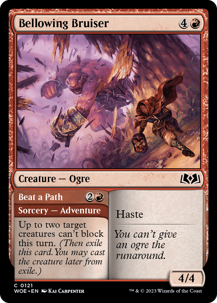 Bellowing Bruiser // Beat a Path (121) - Wilds of Eldraine