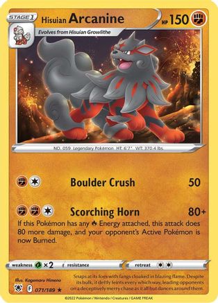 Hisuian Arcanine (71) Reverse Holofoil - Astral Radiance