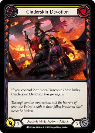 Cinderskin Devotion (Yellow) (UPR064) Rainbow Foil - Uprising