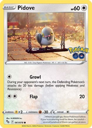 Pidove (61) Reverse Holofoil - Pokemon GO