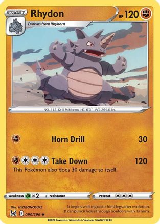 Rhydon (90) Reverse Holofoil - Lost Origin