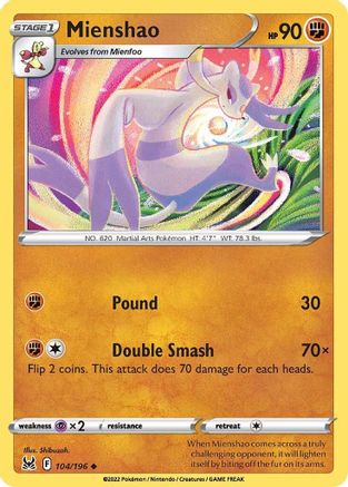 Mienshao (104) Reverse Holofoil - Lost Origin