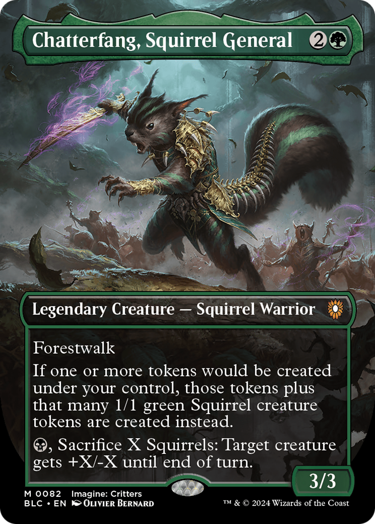 Chatterfang, Squirrel General (Borderless) (082) Foil - Bloomburrow Commander