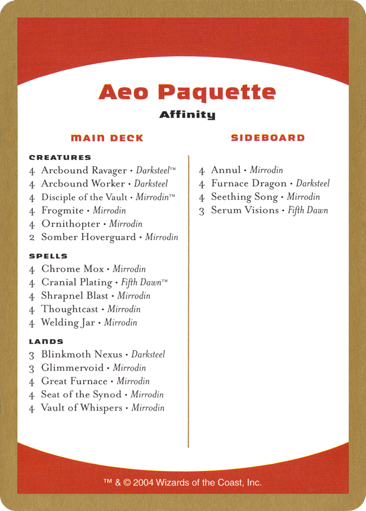 Aeo Paquette Decklist (ap0b) - World Championship Decks 2004