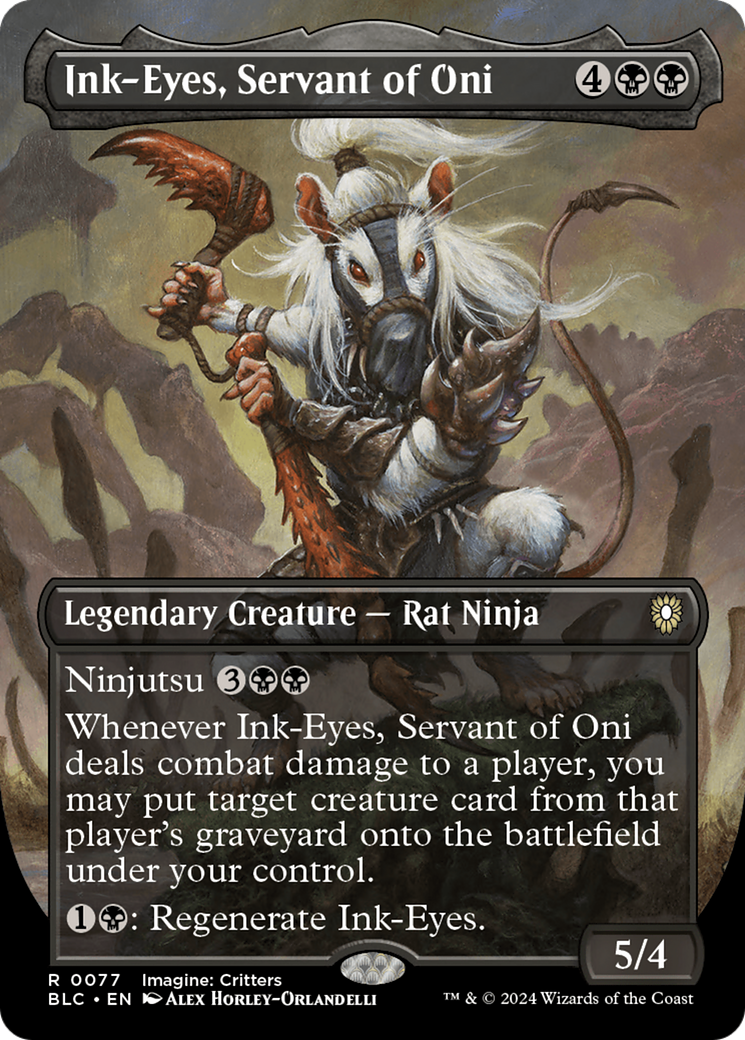Ink-Eyes, Servant of Oni (Borderless) (077) Foil - Bloomburrow Commander
