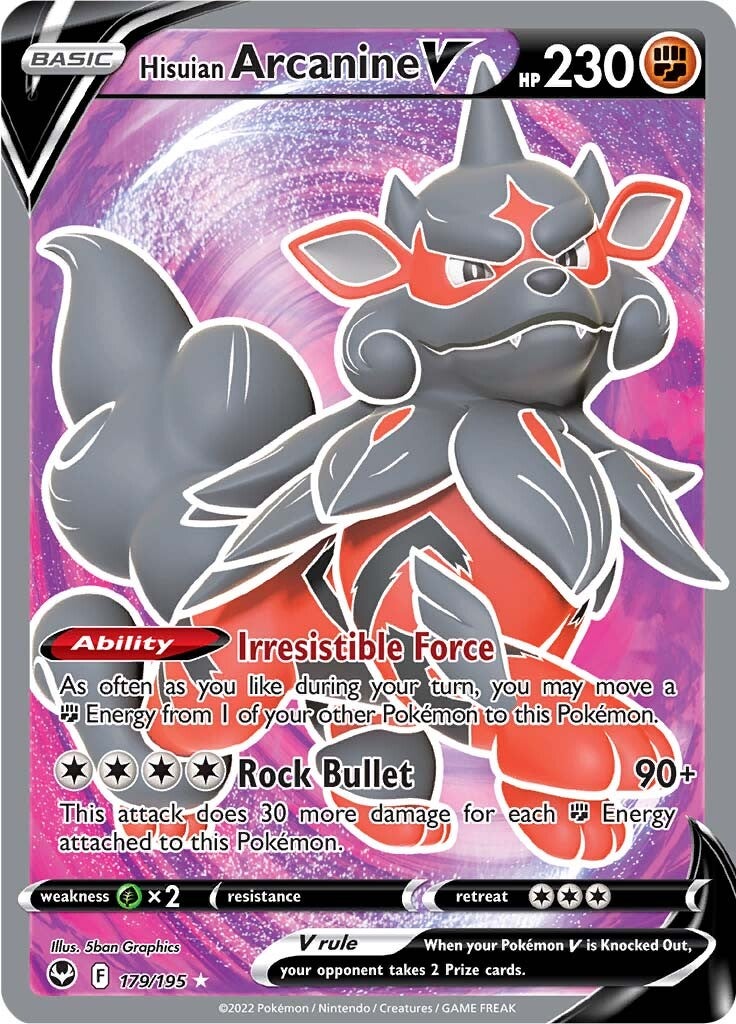 Hisuian Arcanine V (Full Art) (179) Holofoil - Silver Tempest