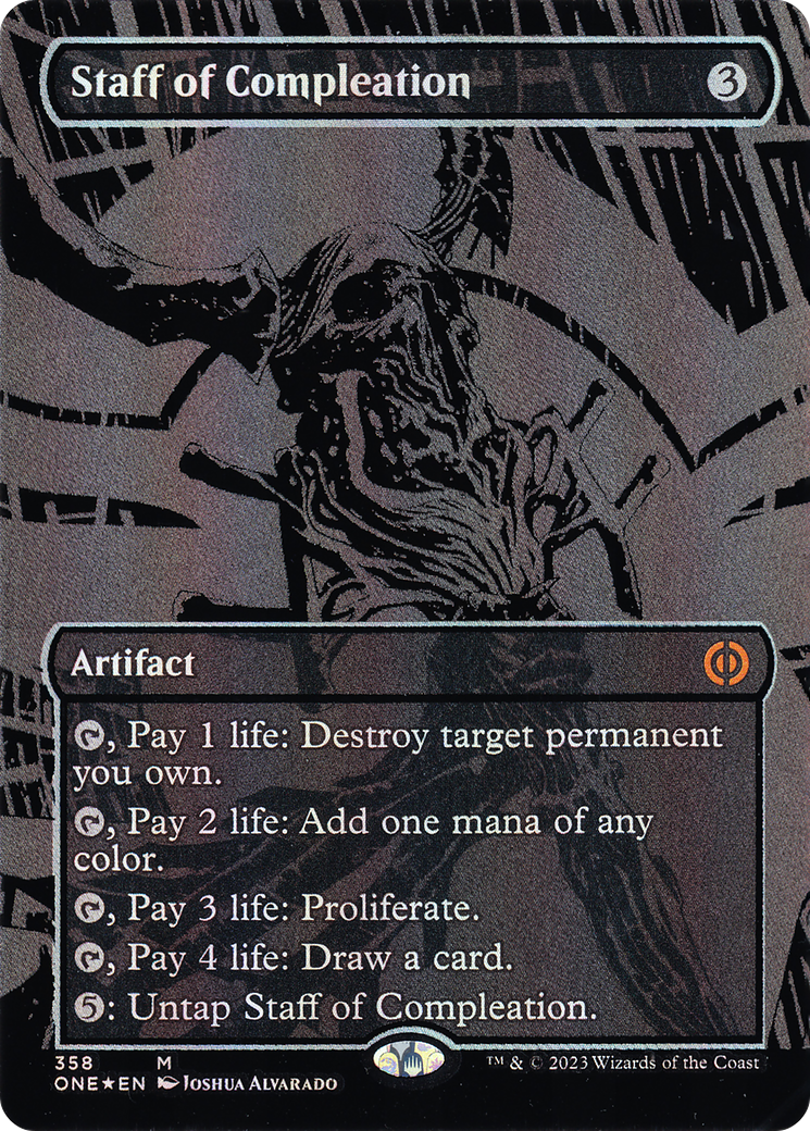 Staff of Compleation (Oil Slick Raised Foil) (358) Foil - Phyrexia: All Will Be One