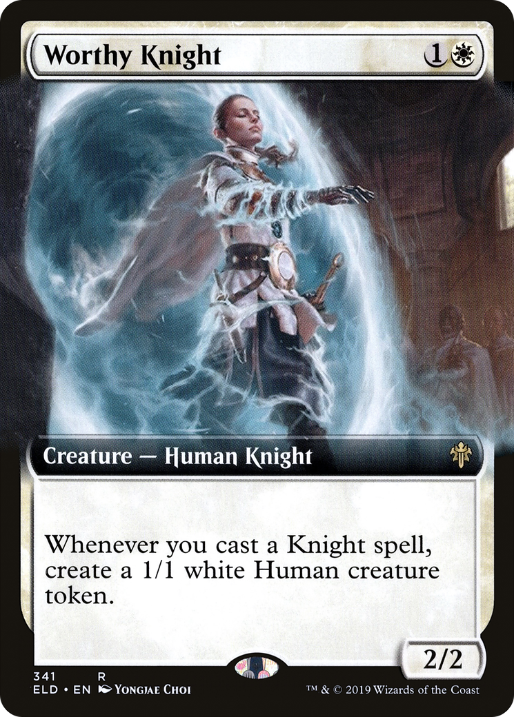 Worthy Knight (Extended Art) (341) Foil - Throne of Eldraine