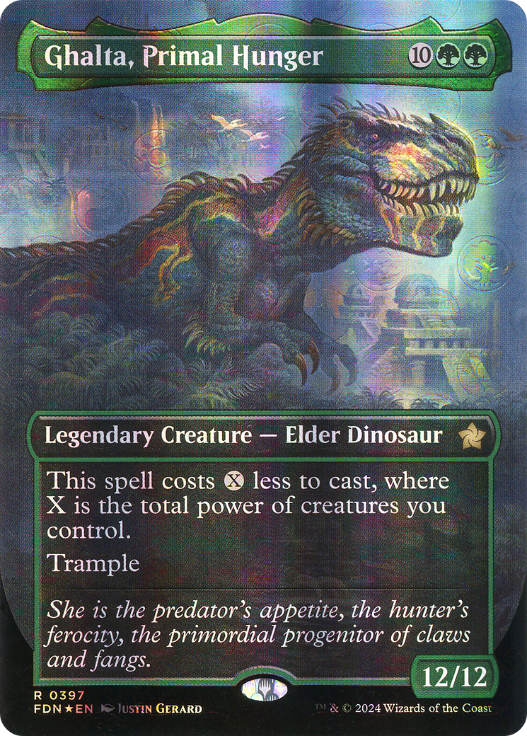 Ghalta, Primal Hunger (Borderless) (Mana Foil) (397) Foil - Foundations