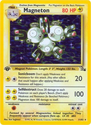 Magneton (11) (1st Edition) Holofoil - Fossil