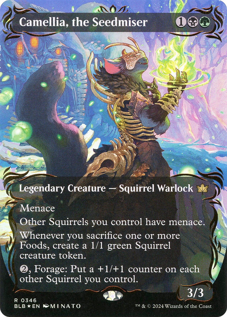 Camellia, the Seedmiser (Borderless) (Raised Foil) (Showcase) (346) Foil - Bloomburrow
