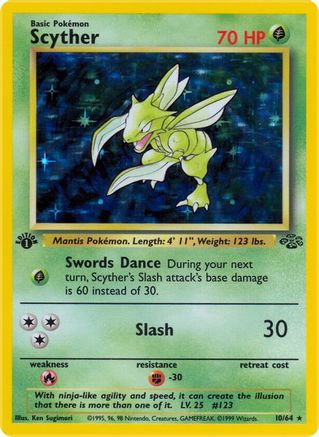 Scyther (10) (1st Edition) Holofoil - Jungle