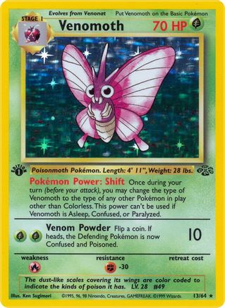 Venomoth (13) (1st Edition) Holofoil - Jungle