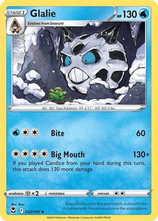 Glalie (42) Reverse Holofoil - Silver Tempest