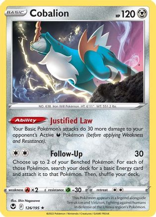 Cobalion (126) Reverse Holofoil - Silver Tempest