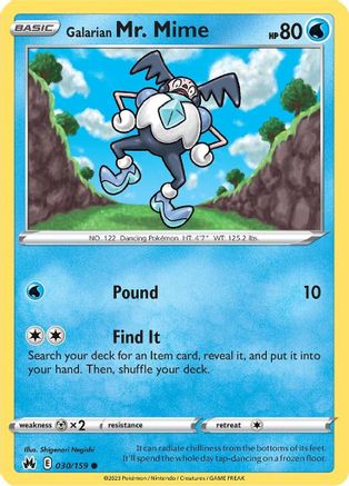 Galarian Mr. Mime (30) Reverse Holofoil - Crown Zenith