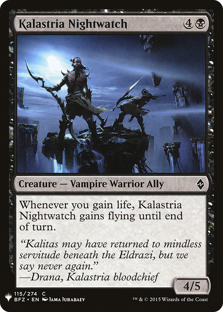 Kalastria Nightwatch (BFZ-115) - The List