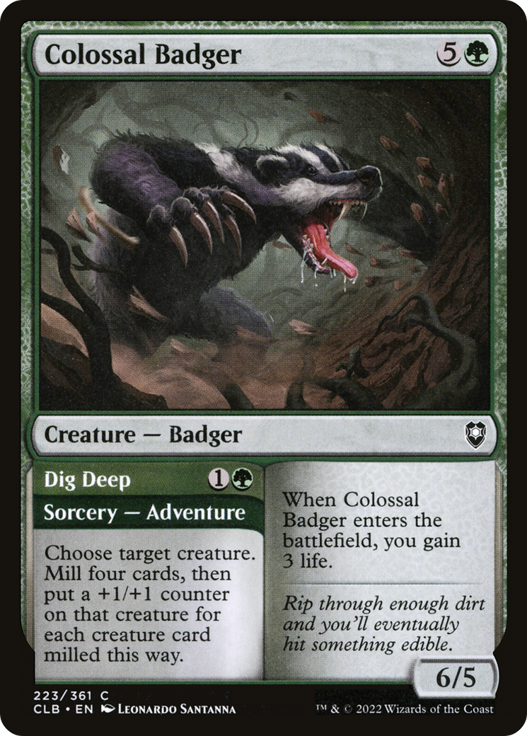 Colossal Badger // Dig Deep (223) Foil - Commander Legends: Battle for Baldur's Gate