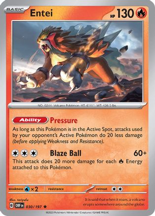 Entei (30) Reverse Holofoil - Obsidian Flames