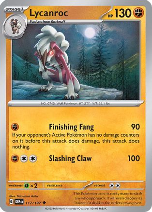 Lycanroc (117) Reverse Holofoil - Obsidian Flames