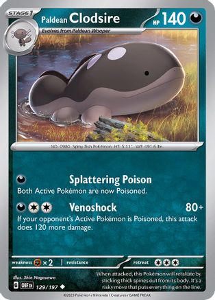 Paldean Clodsire (129) Reverse Holofoil - Obsidian Flames