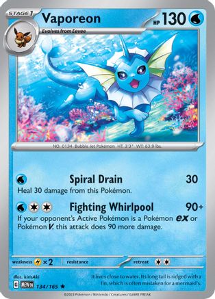 Vaporeon (134) Reverse Holofoil - 151