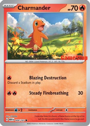 Charmander - 004/165 (GameStop Exclusive) (4) Reverse Holofoil - Miscellaneous Cards & Products
