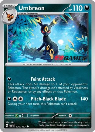 Umbreon - 130/197 (EBGames Exclusive) (130) Reverse Holofoil - Miscellaneous Cards & Products