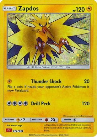 Zapdos (12) Holofoil - Trading Card Game Classic