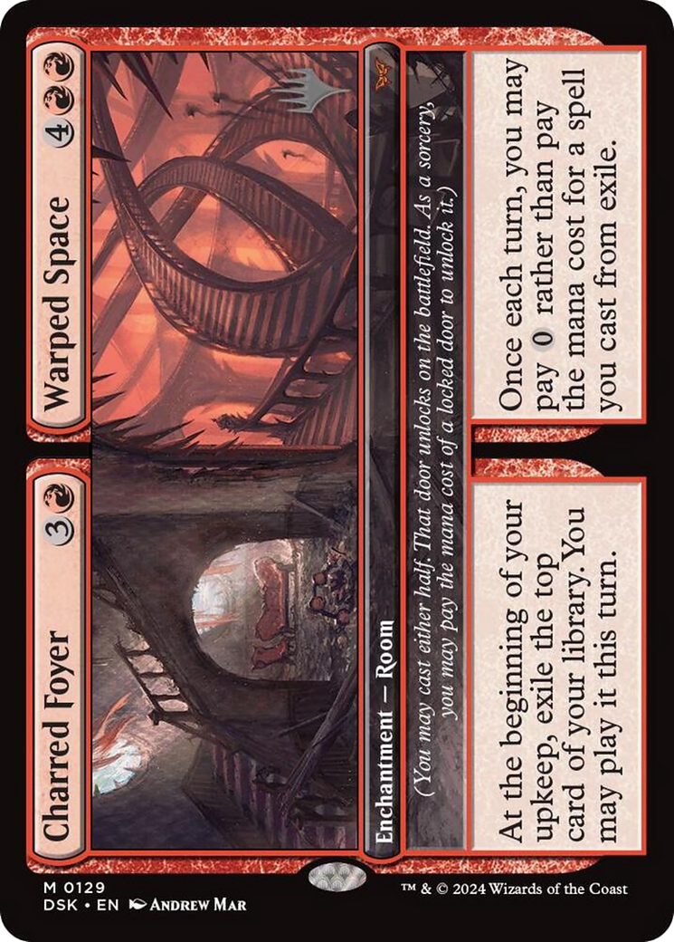 Charred Foyer // Warped Space (129) Foil - Duskmourn: House of Horror Promos