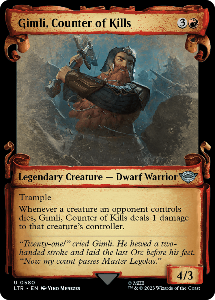 Gimli, Counter of Kills (Showcase) (580) Foil - The Lord of the Rings: Tales of Middle-earth