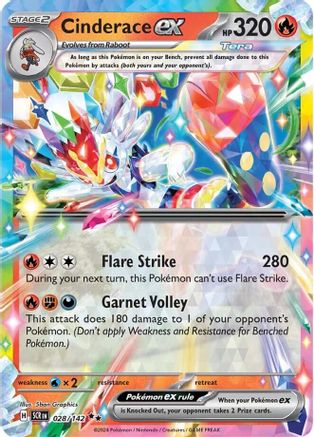 Cinderace ex - 028/142 (28) Holofoil - SV07 Stellar Crown