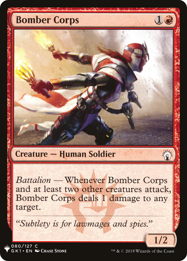 Bomber Corps (GK1-80) - The List