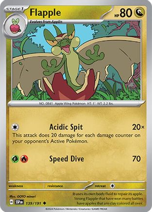 Flapple - 139/191 (139) Reverse Holofoil - SV08 Surging Sparks