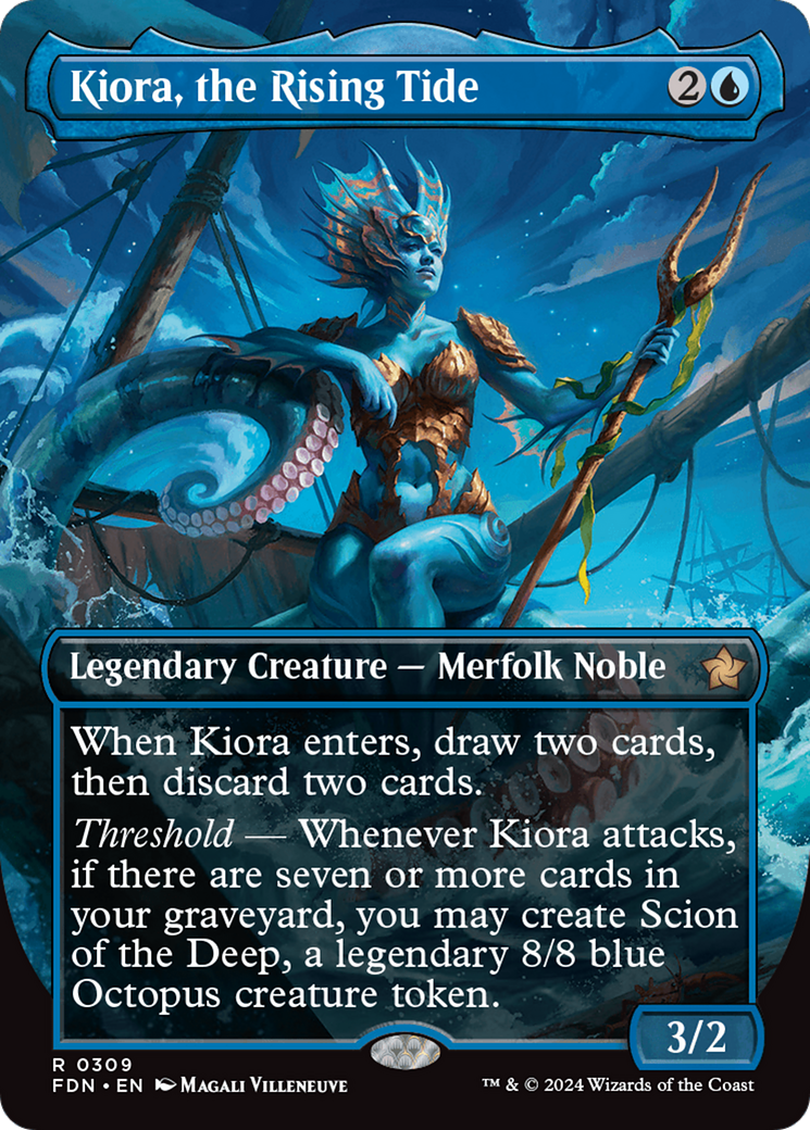 Kiora, the Rising Tide (Borderless) (309) Foil - Foundations