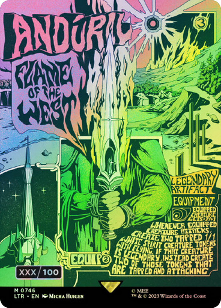 Anduril, Flame of the West (Borderless Poster) (Serial Numbered) (746) Foil - The Lord of the Rings: Tales of Middle-earth