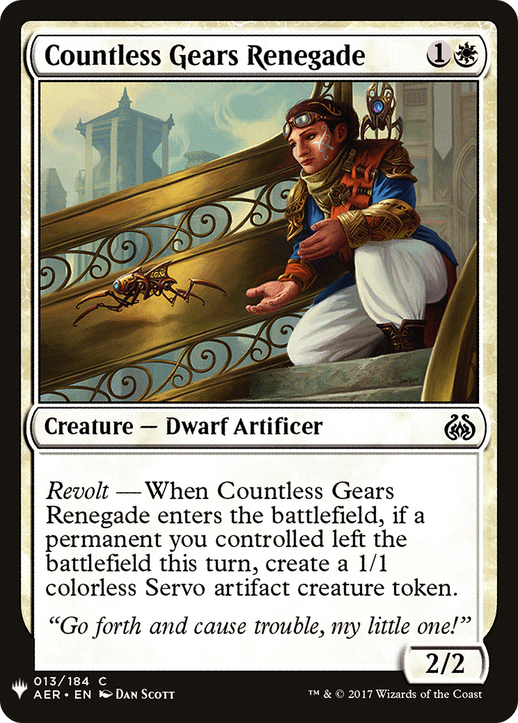 Countless Gears Renegade (AER-13) - The List