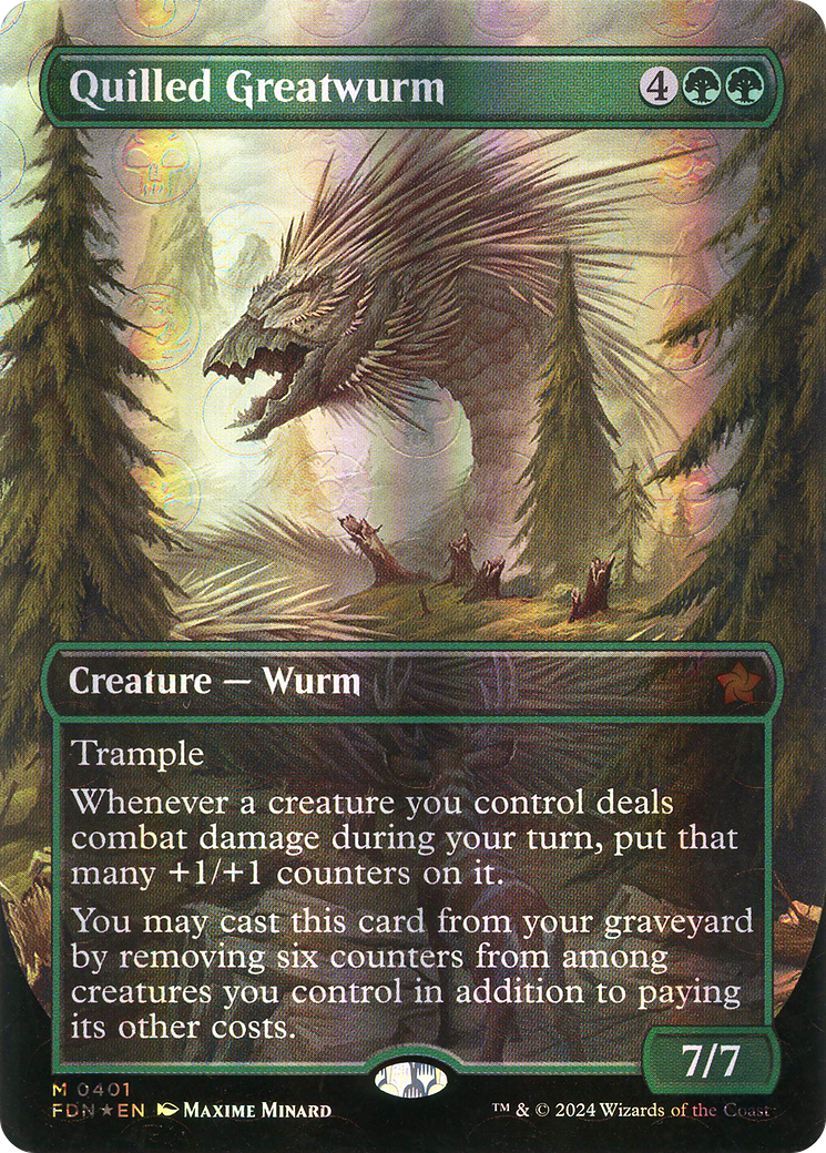 Quilled Greatwurm (Borderless) (Mana Foil) (401) Foil - Foundations
