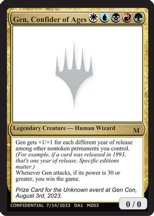 Gen, Confider of Ages - Un-Known Event Playtest Cards