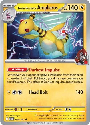 Team Rocket's Ampharos (74) Reverse Holofoil - Destined Rivals